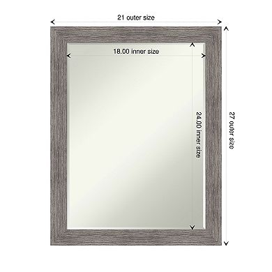 Pinstripe Plank Grey Narrow Petite Bevel Bathroom Wall Mirror