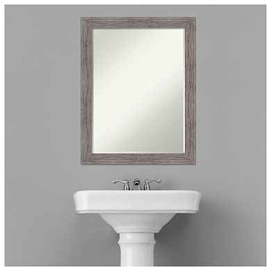Pinstripe Plank Grey Narrow Petite Bevel Bathroom Wall Mirror