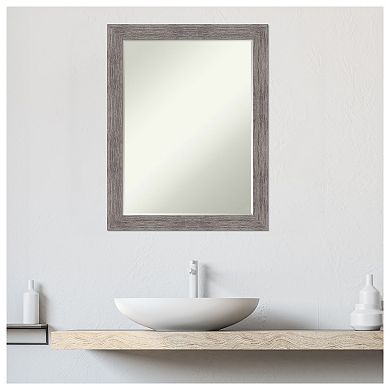 Pinstripe Plank Grey Narrow Petite Bevel Bathroom Wall Mirror