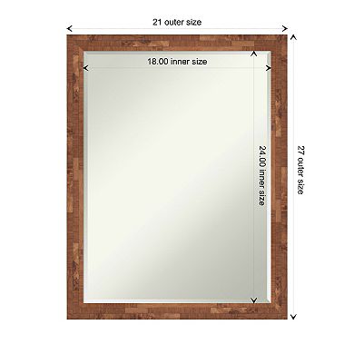 Fresco Petite Bevel Wood Bathroom Wall Mirror