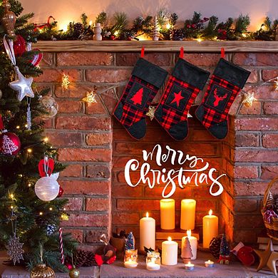Lexi Home 17.5" Inch 3-Pack Buffalo Plaid Christmas Holiday Stockings