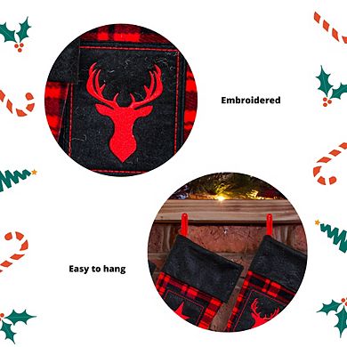 Lexi Home 17.5" Inch 3-Pack Buffalo Plaid Christmas Holiday Stockings