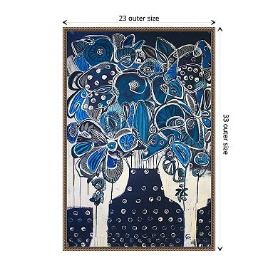 Indigo Floral Abstract By Gabriela Avila Framed Canvas Wall Art Print