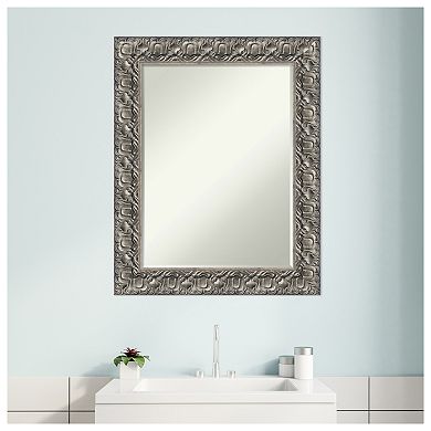 Silver Luxor Petite Bevel Wood Bathroom Wall Mirror