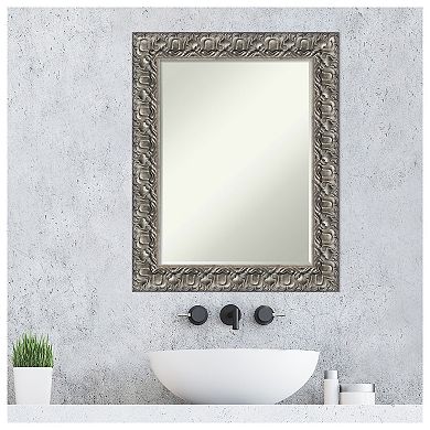 Silver Luxor Petite Bevel Wood Bathroom Wall Mirror