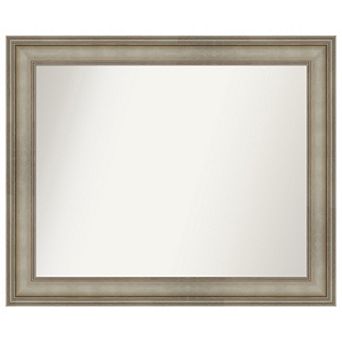 Mezzanine Antique Narrow Non-beveled Wood Bathroom Wall Mirror