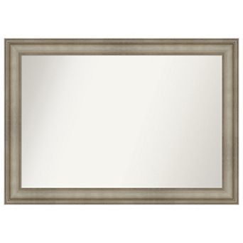 Mezzanine Antique Narrow Non-beveled Wood Bathroom Wall Mirror