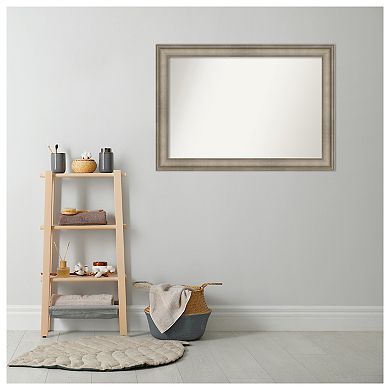 Mezzanine Antique Narrow Non-beveled Wood Bathroom Wall Mirror