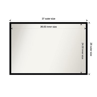 Svelte Noir Non-beveled Wood Bathroom Wall Mirror