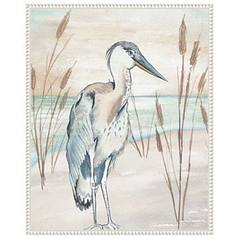 Heron By Beach Grass I By Elizabeth Medley Framed Canvas Wall Art Print