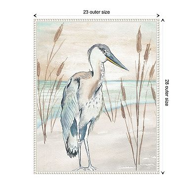 Heron By Beach Grass I By Elizabeth Medley Framed Canvas Wall Art Print
