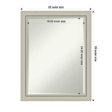 Romano Narrow Petite Bevel Wood Bathroom Wall Mirror