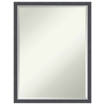 Eva Black Silver Thin Petite Bevel Bathroom Wall Mirror