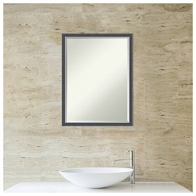 Eva Black Silver Thin Petite Bevel Bathroom Wall Mirror