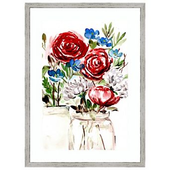 Proud To Be An American Bouquet I By Marcy Chapman Wood Framed Wall Art Print