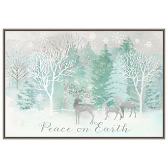 Peace On Earth Silver Landscape By Cynthia Coulter Framed Canvas Wall Art Print