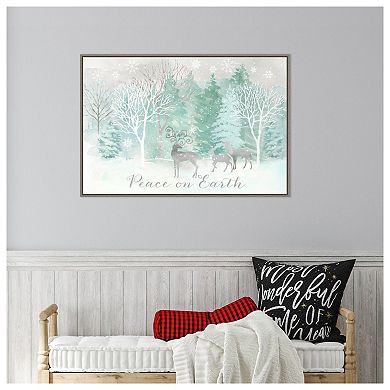 Peace On Earth Silver Landscape By Cynthia Coulter Framed Canvas Wall Art Print
