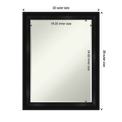 Grand Black Narrow Petite Bevel Bathroom Wall Mirror