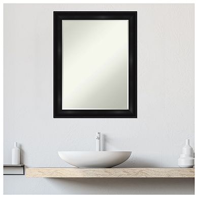 Grand Black Narrow Petite Bevel Bathroom Wall Mirror