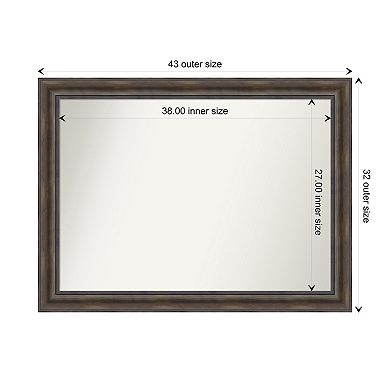 Rustic Pine Non-beveled Wood Bathroom Wall Mirror
