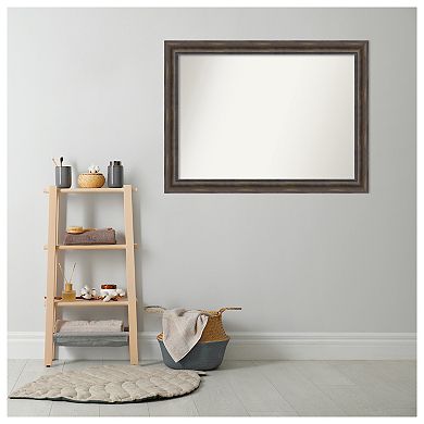 Rustic Pine Non-beveled Wood Bathroom Wall Mirror