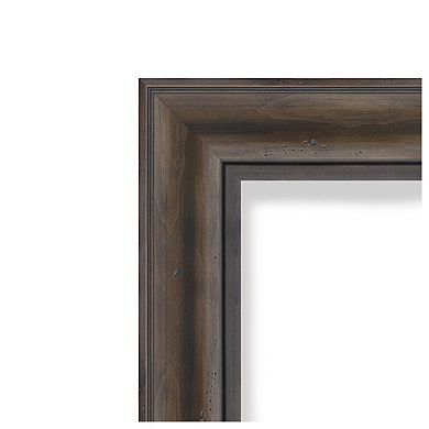 Rustic Pine Non-beveled Wood Bathroom Wall Mirror