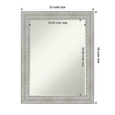 Rustic White Wash Petite Bevel Wood Bathroom Wall Mirror