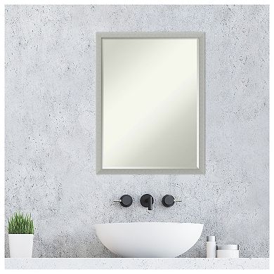 Silver Leaf Petite Bevel Wood Bathroom Wall Mirror