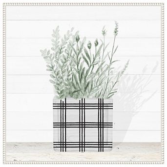 Lavender Blossom In Modern Pot Ii By Janice Gaynor Framed Canvas Wall Art Print