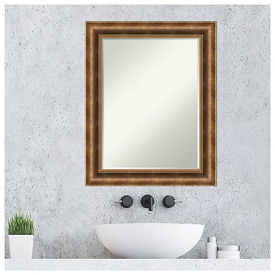 Manhattan Bronze Petite Bevel Wood Bathroom Wall Mirror