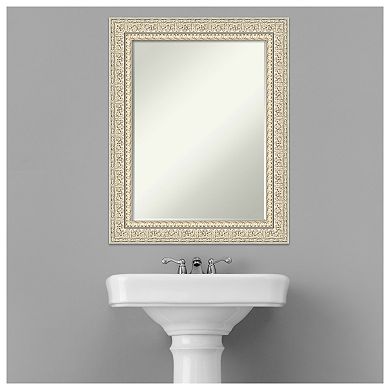 Fair Baroque Cream Petite Bevel Wood Bathroom Wall Mirror