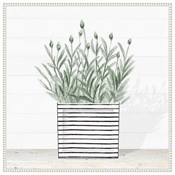 Lavender Blossom In Modern Pot Iii By Janice Gaynor Framed Canvas Wall Art Print