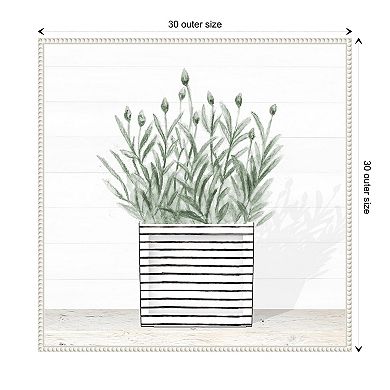 Lavender Blossom In Modern Pot Iii By Janice Gaynor Framed Canvas Wall Art Print