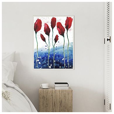 Patriotic Floral I By Elizabeth Medley Framed Canvas Wall Art Print