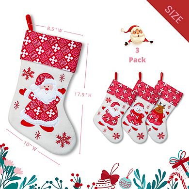 Lexi Home 3-Pack Polar Fleece Christmas Holiday Stockings