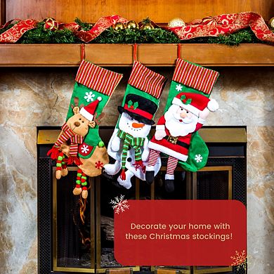 Lexi Home 18.5" Inch 3-Pack Holiday Stockings with 3D Dangling Legs Christmas Characters