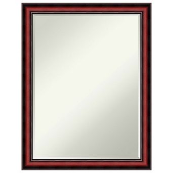 Rubino Cherry Scoop Petite Bevel Wood Bathroom Wall Mirror
