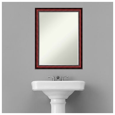 Rubino Cherry Scoop Petite Bevel Wood Bathroom Wall Mirror