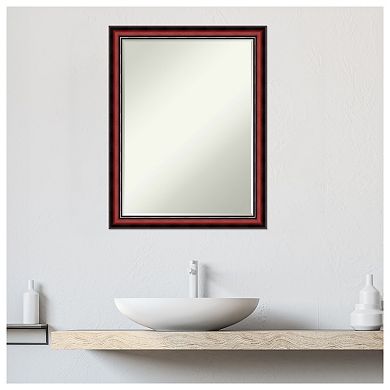 Rubino Cherry Scoop Petite Bevel Wood Bathroom Wall Mirror