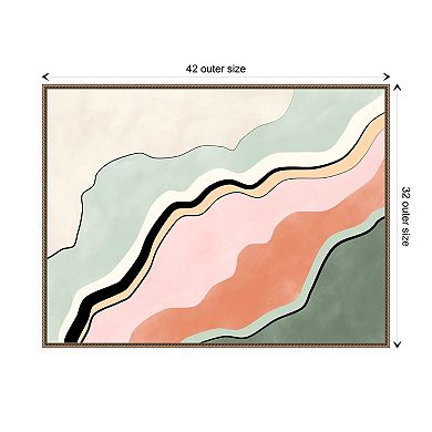 Pink And Green Abstract By Elena Ristova Framed Canvas Wall Art Print