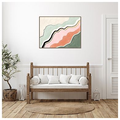 Pink And Green Abstract By Elena Ristova Framed Canvas Wall Art Print