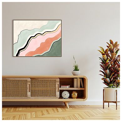 Pink And Green Abstract By Elena Ristova Framed Canvas Wall Art Print