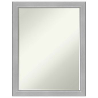 Vista Brushed Nickel Narrow Petite Bevel Bathroom Wall Mirror