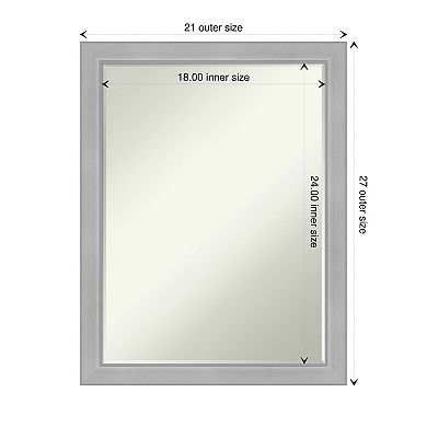 Vista Brushed Nickel Narrow Petite Bevel Bathroom Wall Mirror