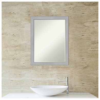 Vista Brushed Nickel Narrow Petite Bevel Bathroom Wall Mirror