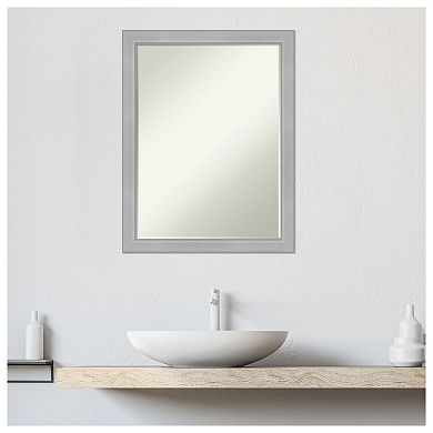 Vista Brushed Nickel Narrow Petite Bevel Bathroom Wall Mirror