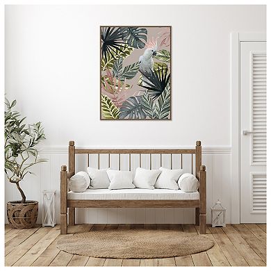 Tropical Cockatoo With Leaves By Urban Road Framed Canvas Wall Art Print