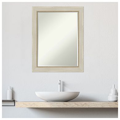 Parthenon Cream Petite Bevel Wood Bathroom Wall Mirror