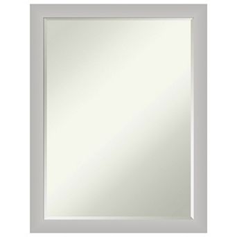 Low Luster Silver Petite Bevel Wood Bathroom Wall Mirror