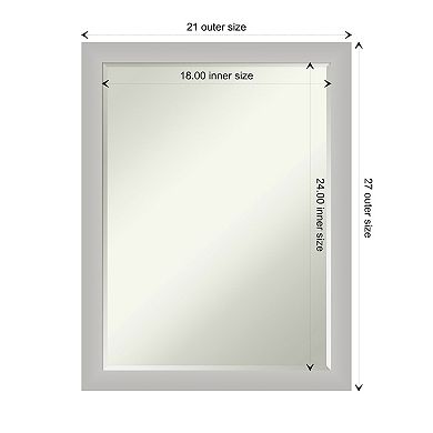Low Luster Silver Petite Bevel Wood Bathroom Wall Mirror